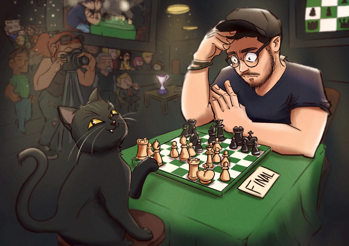 Retrato afetivo | Xadrez felino, Comissão Emilly, 2023